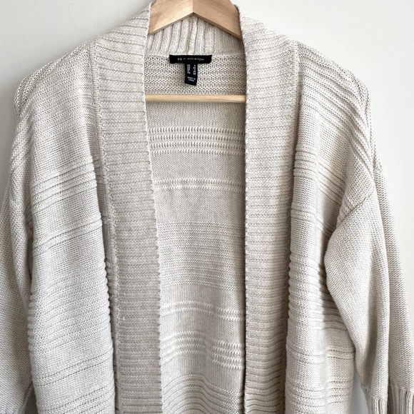 H BY HALSTON Cream Chunky Ribbed Knit Cardigan S - Picture 4 of 9